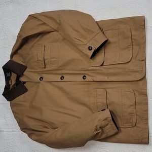 Industrial Exchange coat utility brown leather neck detachable lining sz Large